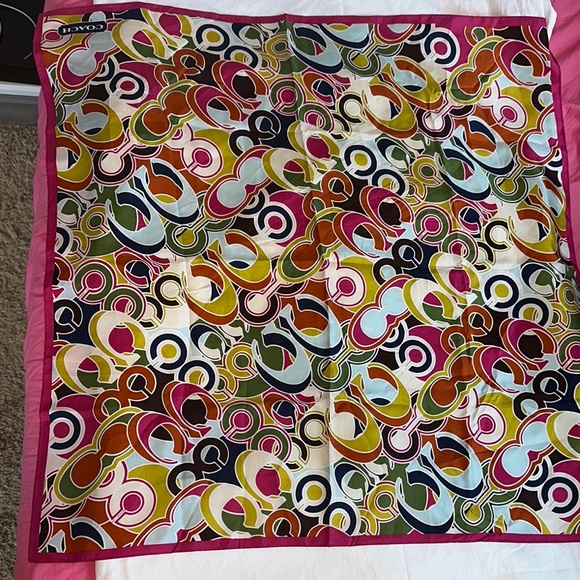 Vintage Coach Multicolor Patterned Scarf 100% Silk. - Picture 1 of 9